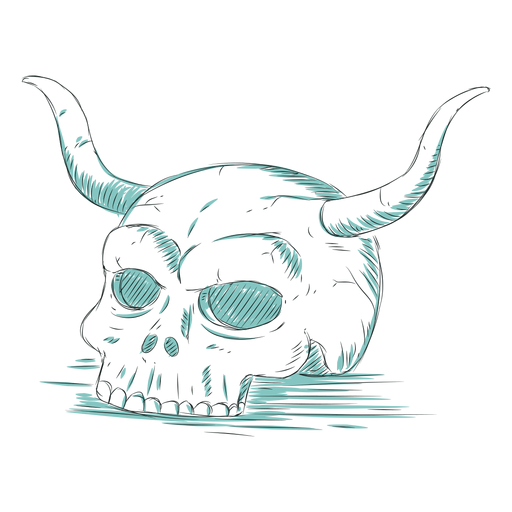 Skull horn line illustration PNG Design