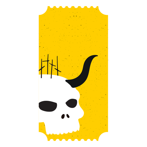 Ticket skull horn flat PNG Design