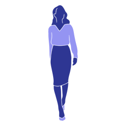 Woman blouse skirt detailed silhouette PNG Design