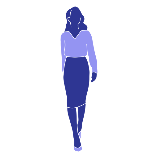 Mujer blusa falda silueta detallada Diseño PNG