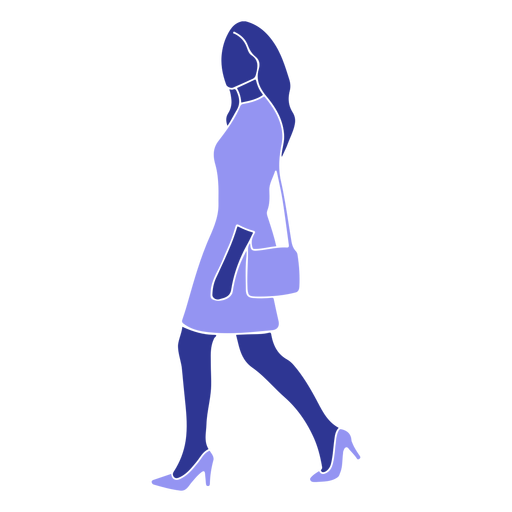 Woman dress bag detailed silhouette PNG Design