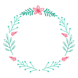 Wreath frame branch flower badge sticker PNG Design Transparent PNG