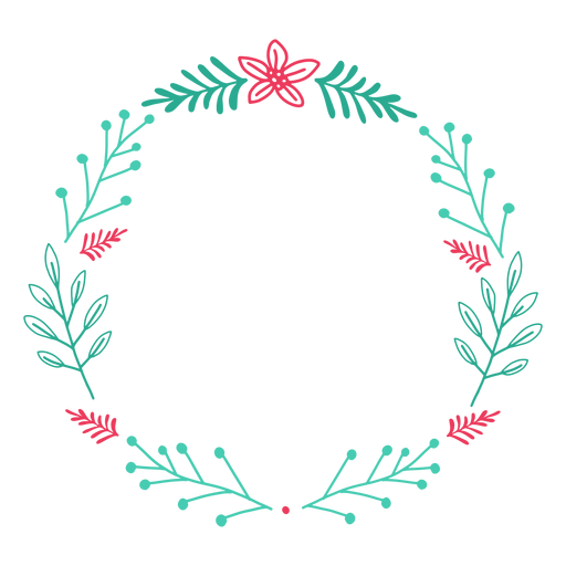 Wreath frame branch flower badge sticker PNG Design