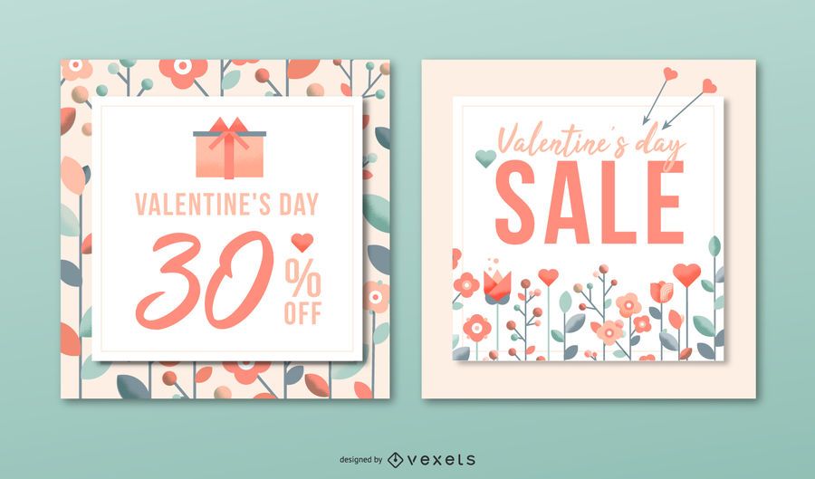 Valenitne's day sale banner set Valenitne's day sale banner set
