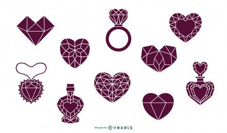 Faceted Hearts Silhouette Pack Faceted Hearts Silhouette Pack