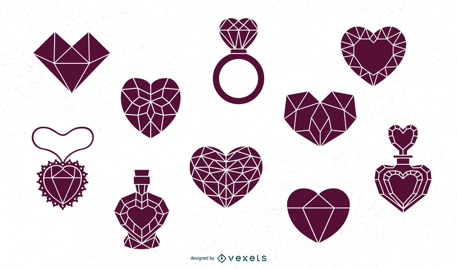 Faceted Hearts Silhouette Pack