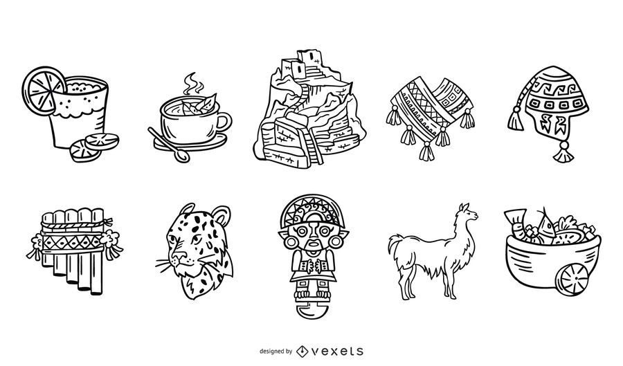 Inca Civilization Stroke Element Set Inca Civilization Stroke Element Set