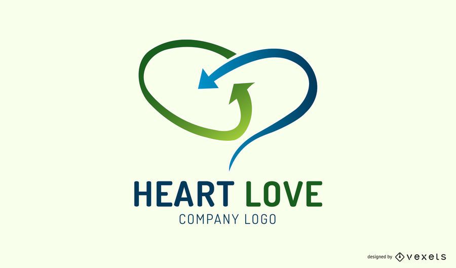 Plantilla de logotipo de corazón de flechas Plantilla de logotipo de corazón de flechas