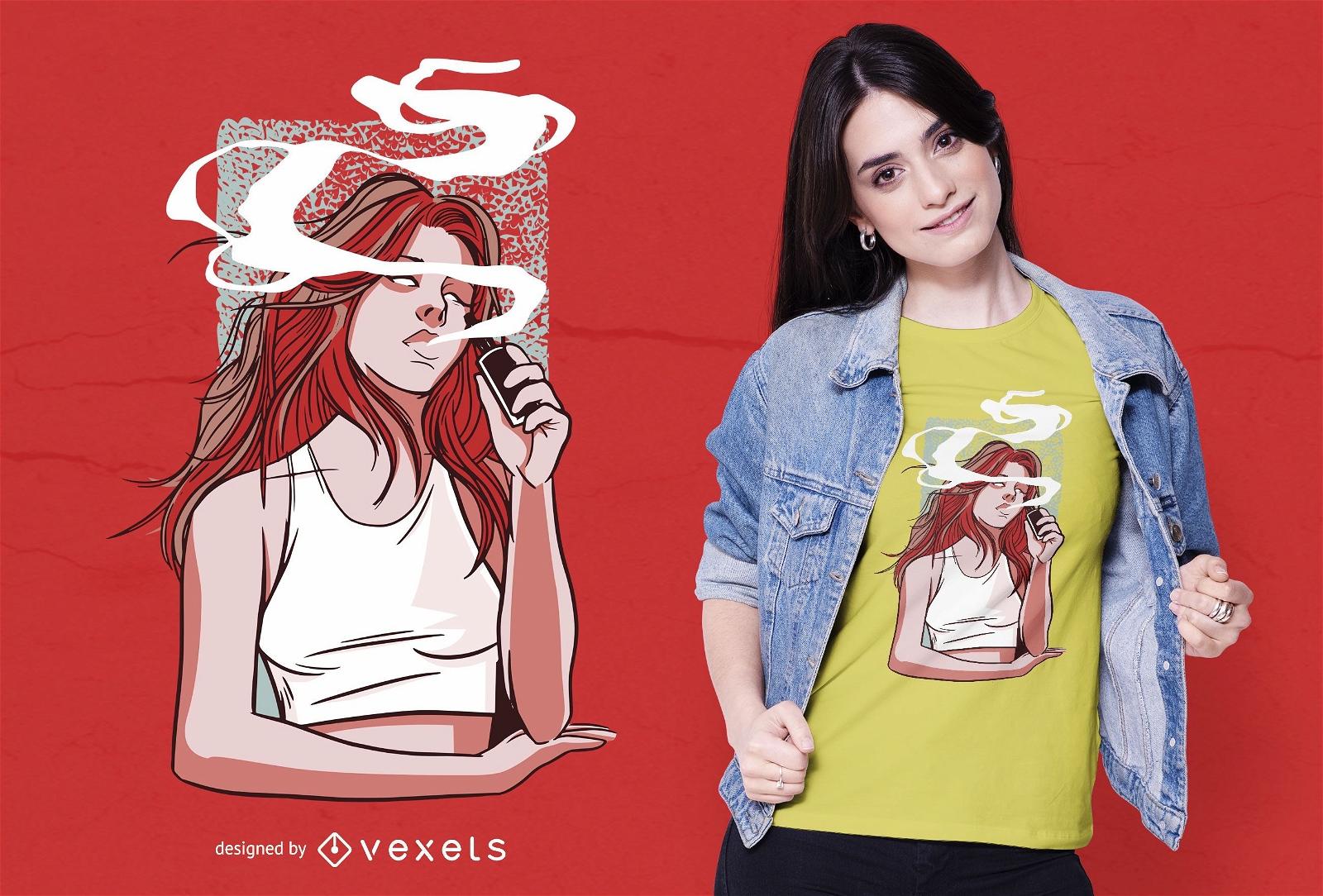 Design de camiseta feminina para fumar
