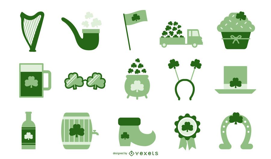 St patricks day flat elements collection St patricks day flat elements collection