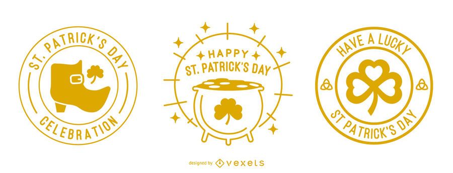 Conjunto de insignias de trazo del día de san patricio Conjunto de insignias de trazo del día de san patricio
