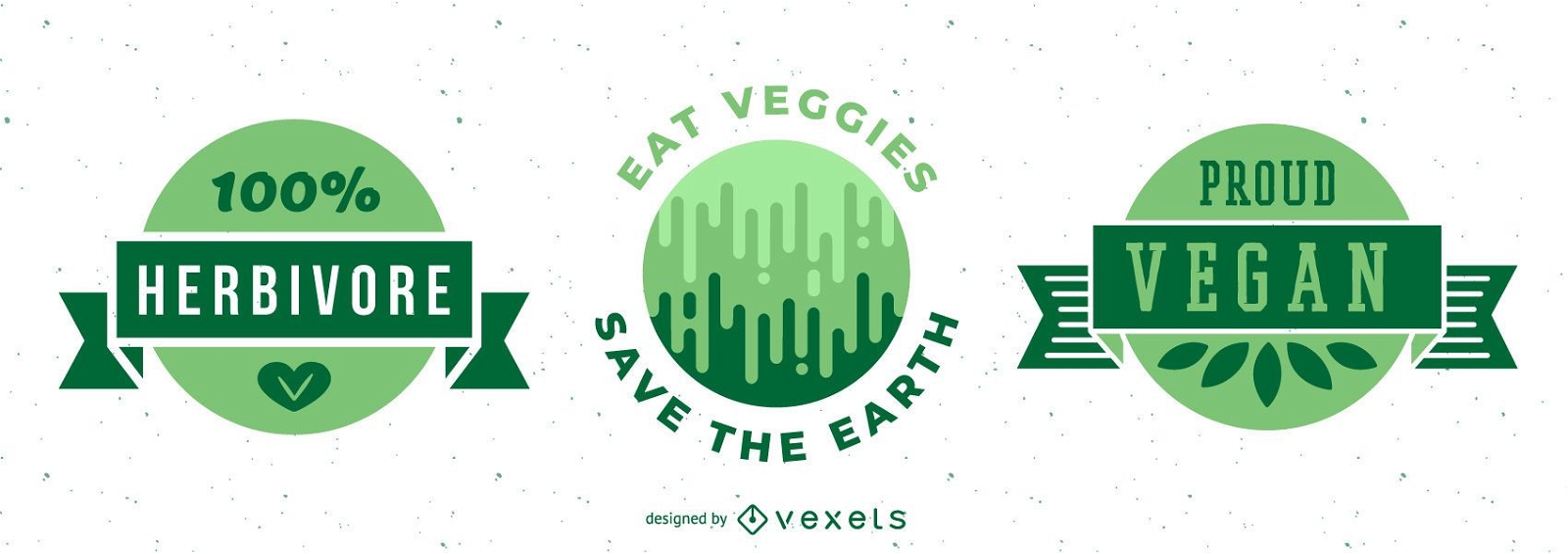 Conjunto de insignias verdes veganas