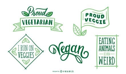 Vegan and vegetarian badge set