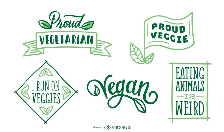 Conjunto de insignias veganas y vegetarianas Conjunto de insignias veganas y vegetarianas