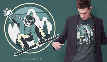 Diseño de camiseta de salto de snowboard.