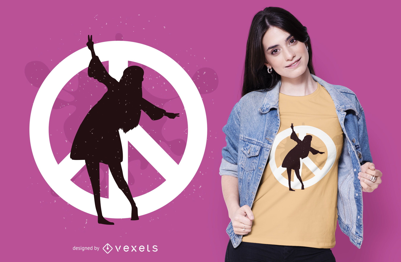 Design de t-shirt hippie da paz