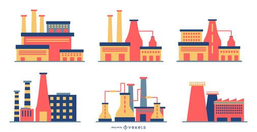 Flat Style Factory Design Set Flat Style Factory Design Set