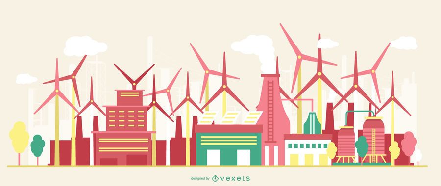 Flat Design Factory Landscape Flat Design Factory Landscape