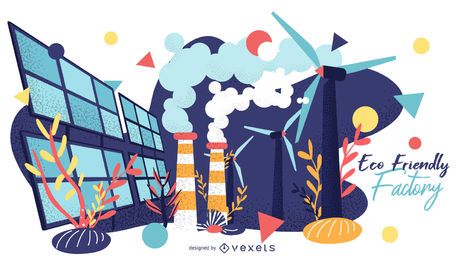 Diseño gráfico ecológico de fábrica