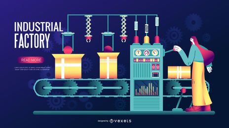 Ilustración digital de fábrica industrial