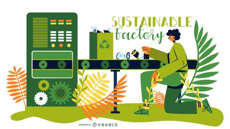 Sustainable Energy Factory Illustration Sustainable Energy Factory Illustration