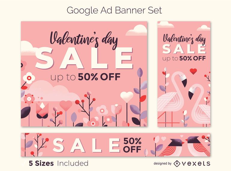 Valentine's day sale ad banner set Valentine's day sale ad banner set