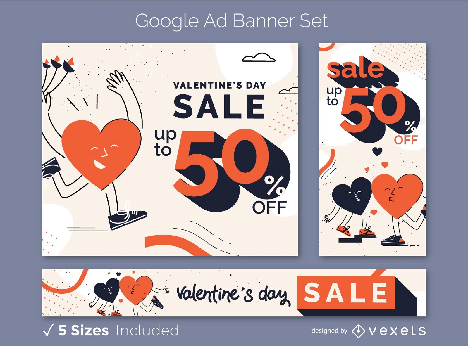 Conjunto de banner publicitario de San Valentín