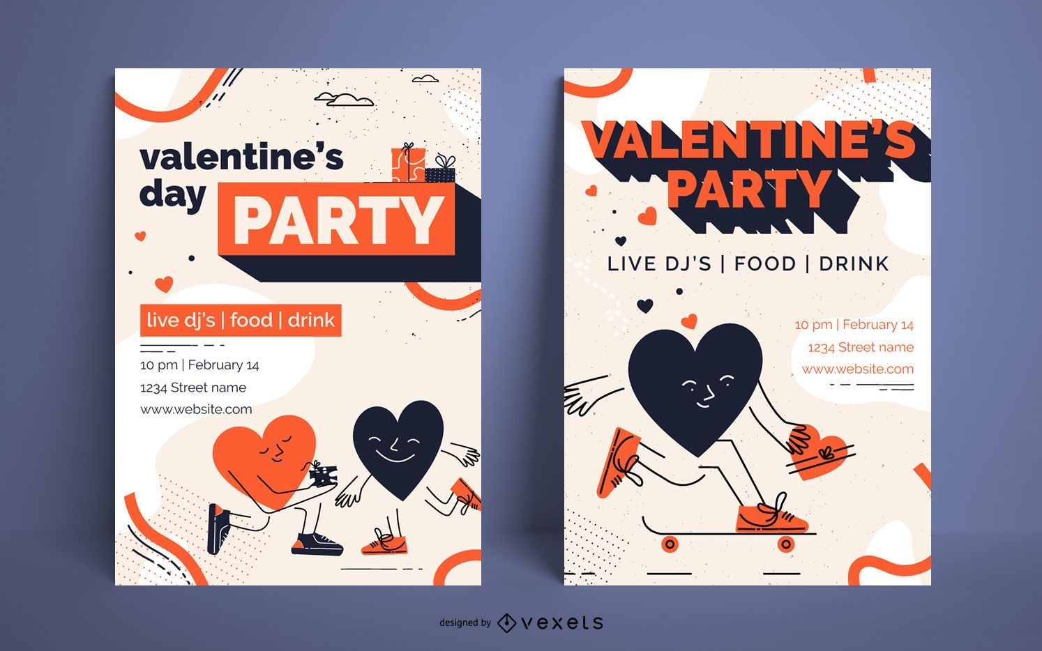 Conjunto de carteles de fiesta de San Valent?n