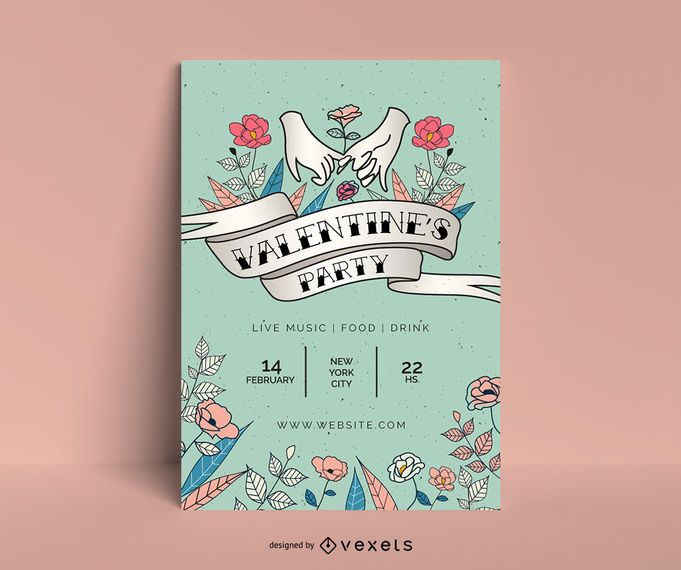 Plantilla de póster de fiesta de san valentín Plantilla de póster de fiesta de san valentín