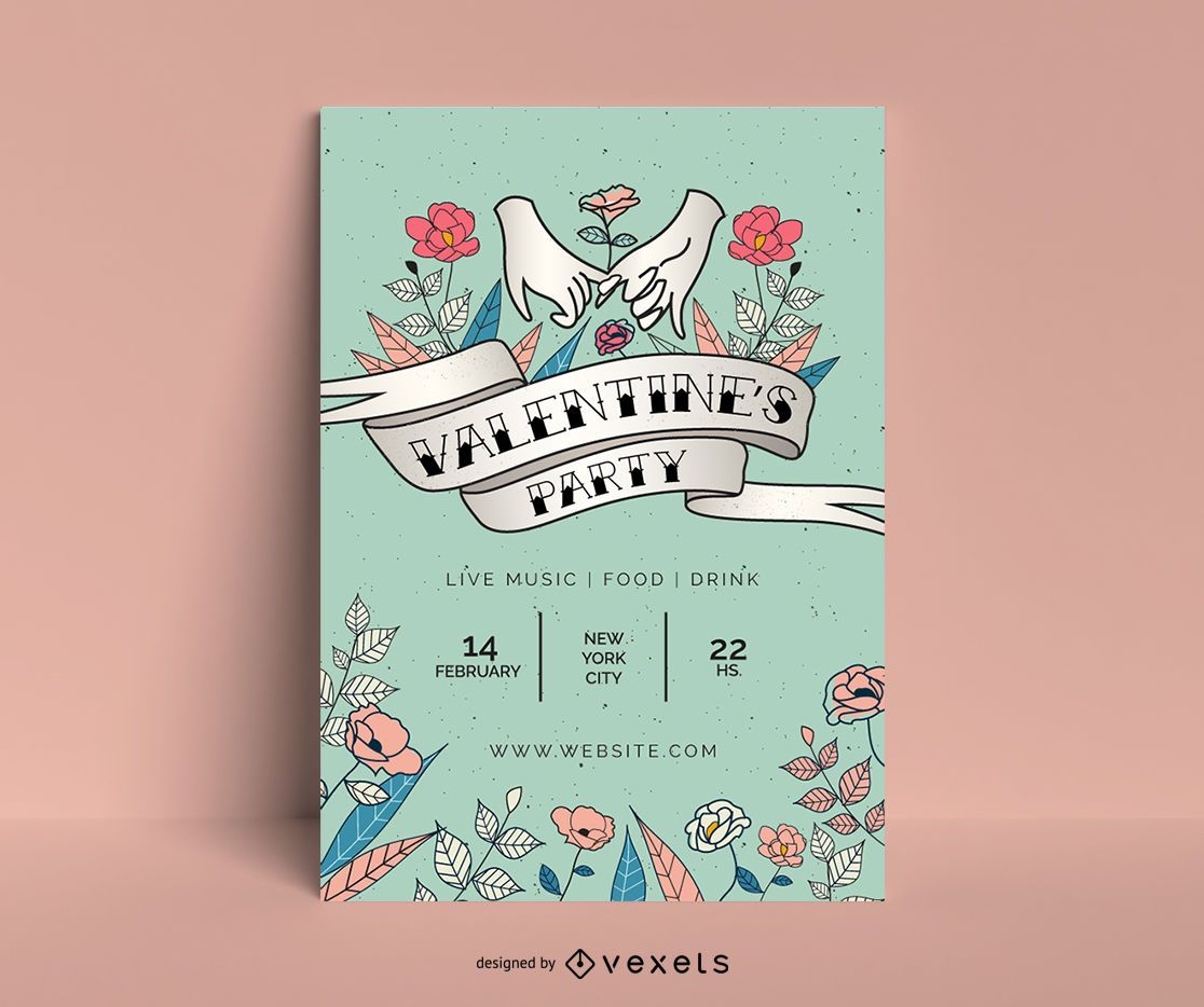 Valentine's party poster template