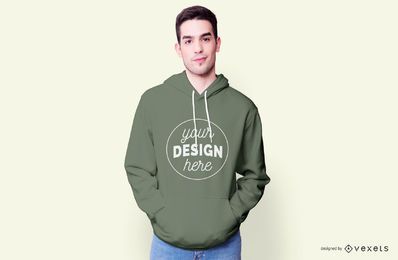Kerl der Hoodie-Modell trägt