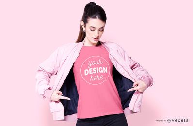 Model wearing pink clothes mockup Model wearing pink clothes mockup