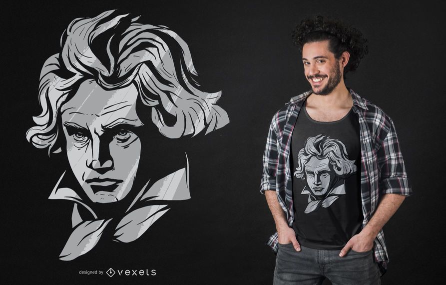 Diseño de camiseta de la cara de Beethoven Diseño de camiseta de la cara de Beethoven