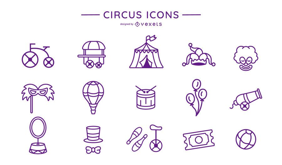 Coleção de ícone de traço de circo Coleção de ícone de traço de circo