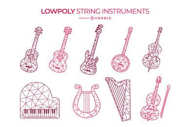 Low poly string instruments set Low poly string instruments set