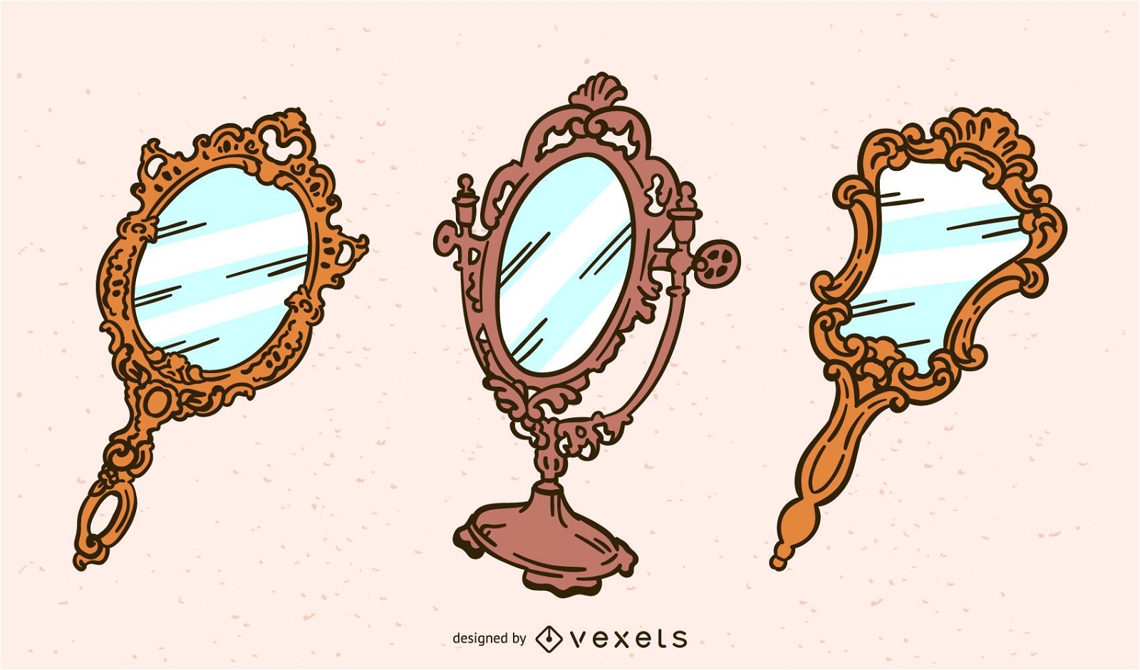 Conjunto de espelhos de m?o vintage