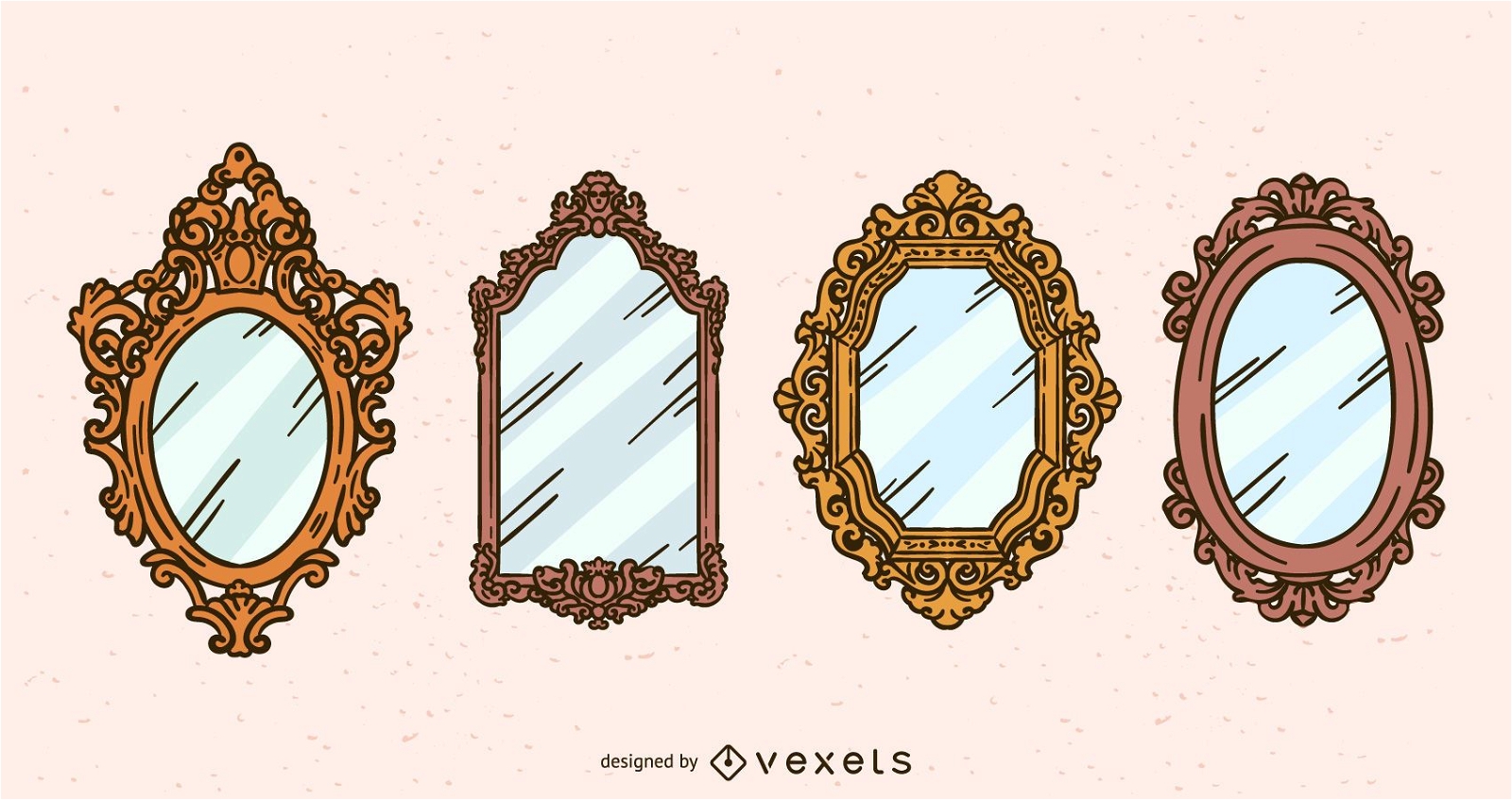 Conjunto de ilustração de espelho antigo