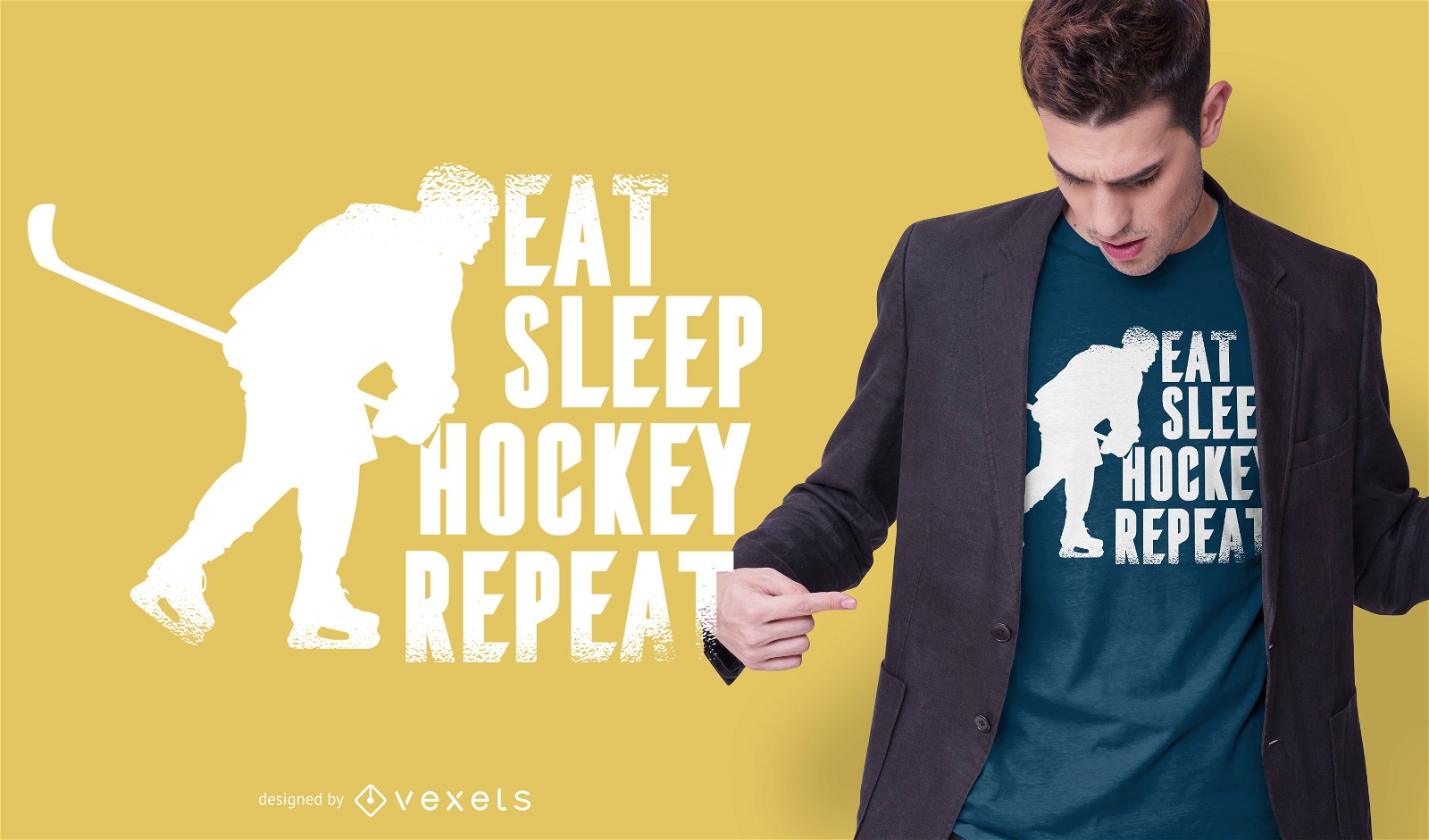 Essen Sie Schlaf Hockey T-Shirt Design