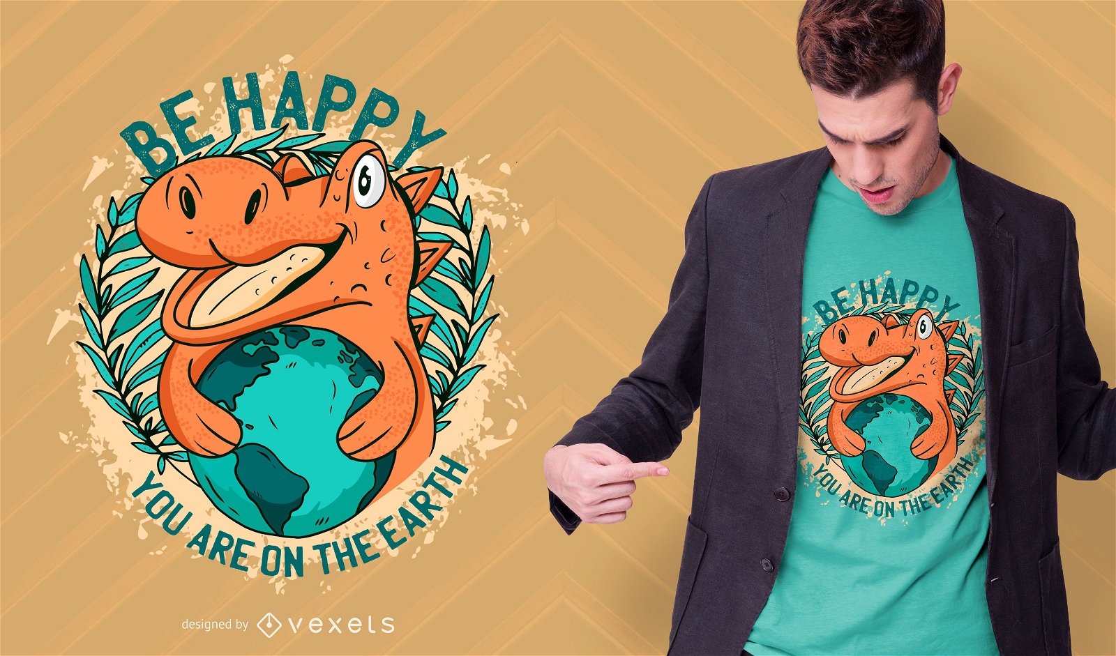 Design de camiseta de dinossauro feliz