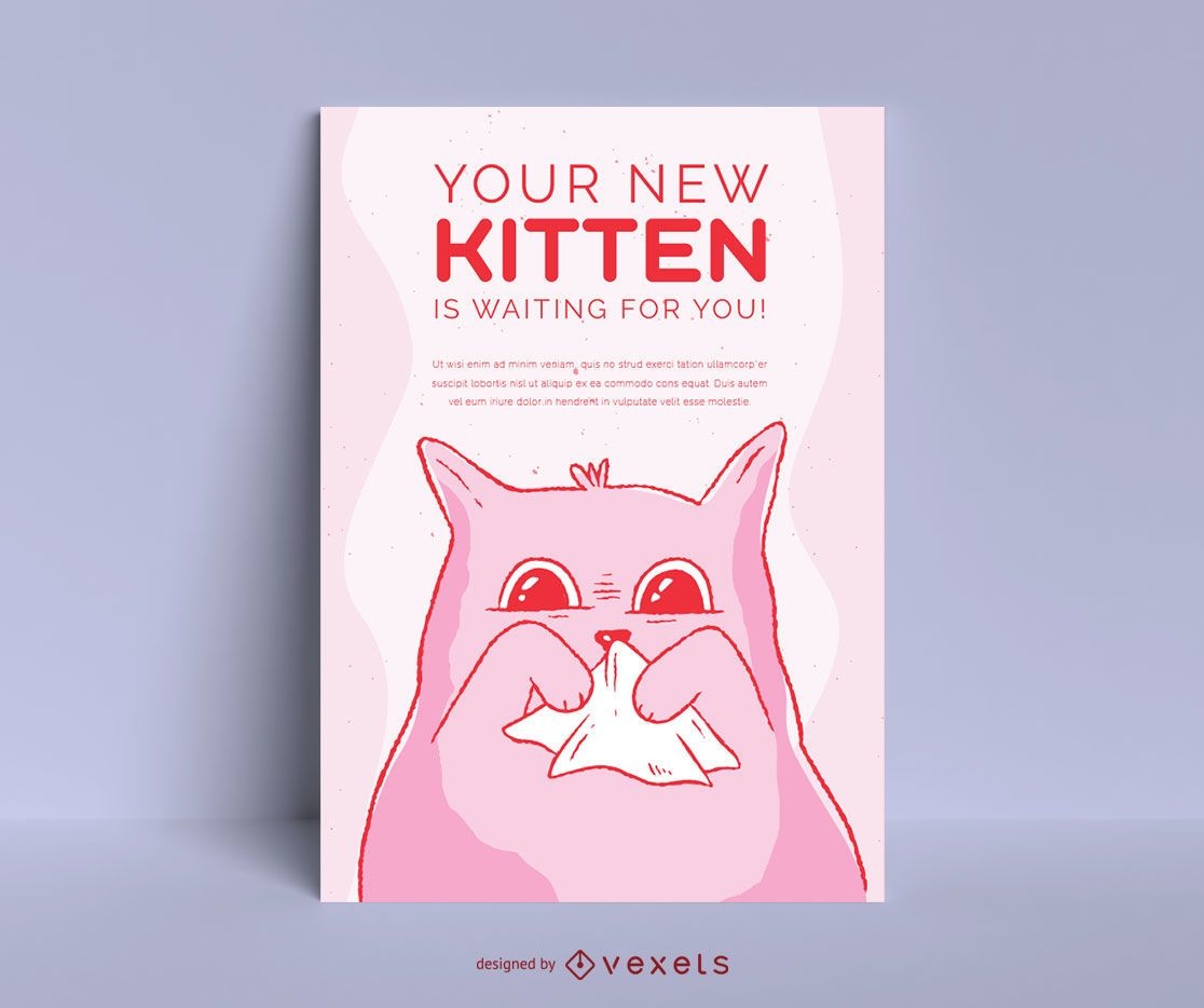 Diseño de cartel de adopción de lindo gatito