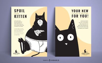 Cat Illustration Poster Design Set Cat Illustration Poster Design Set