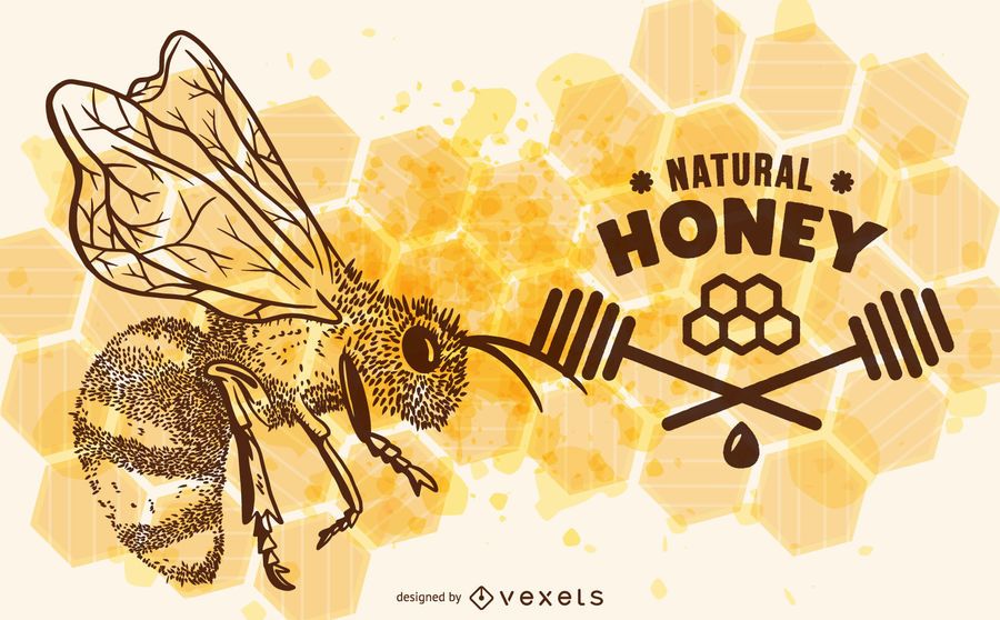 Ilustración natural de la abeja de miel Ilustración natural de la abeja de miel