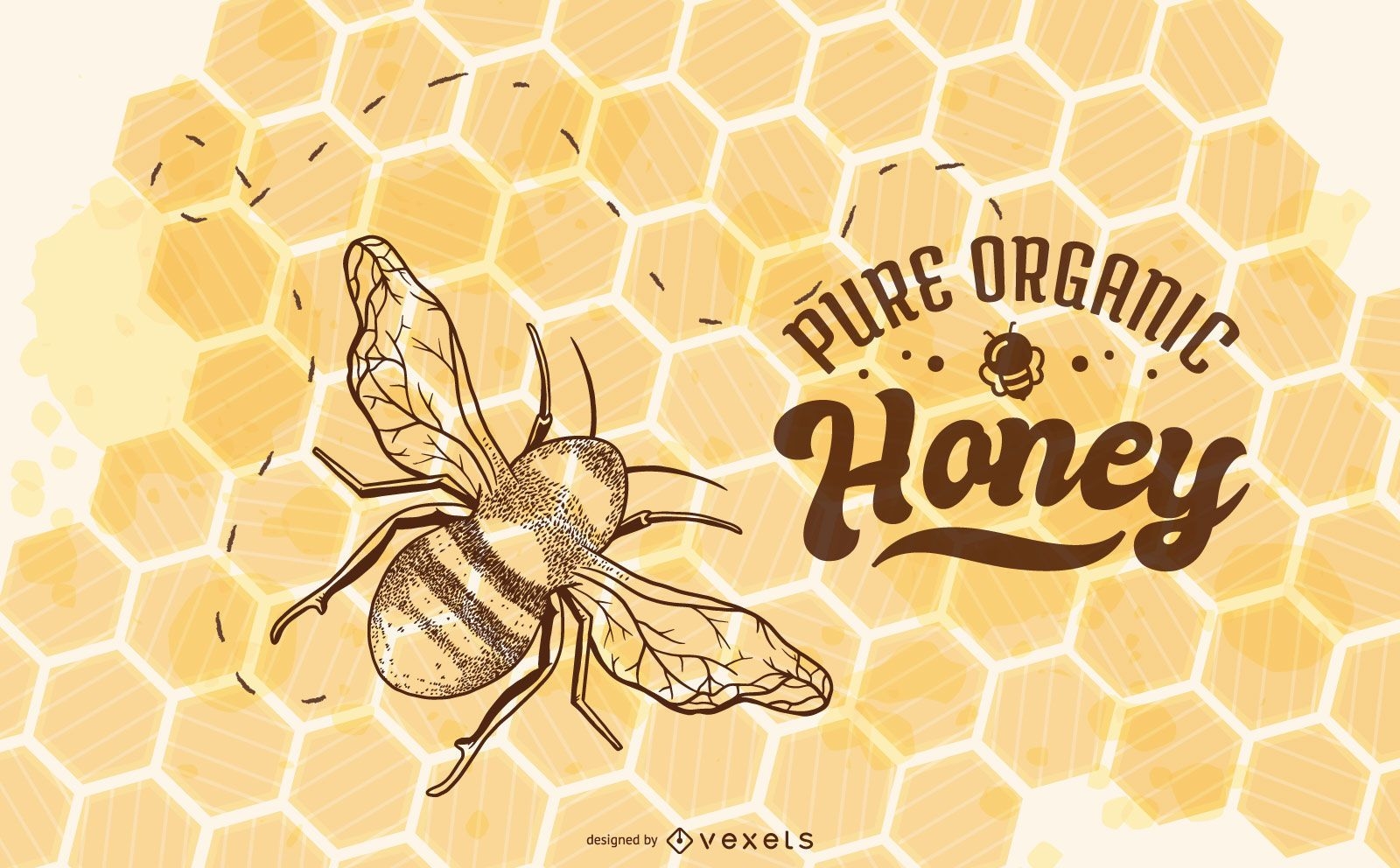 Organic honey bee illustration