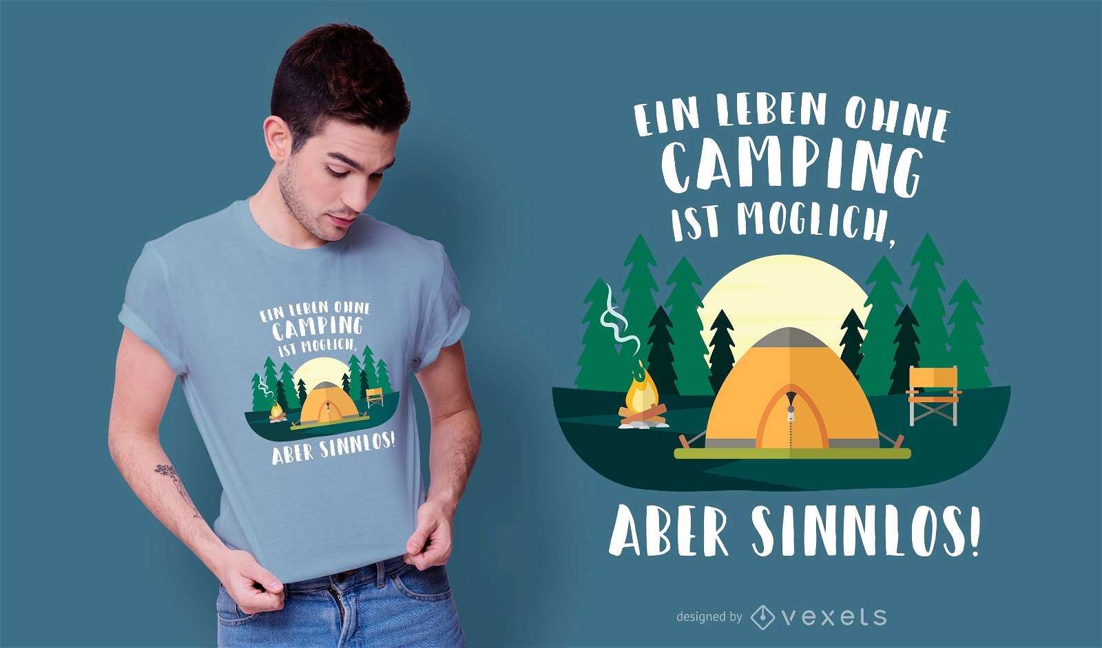 Camping Deutsch Zitat T-Shirt Design