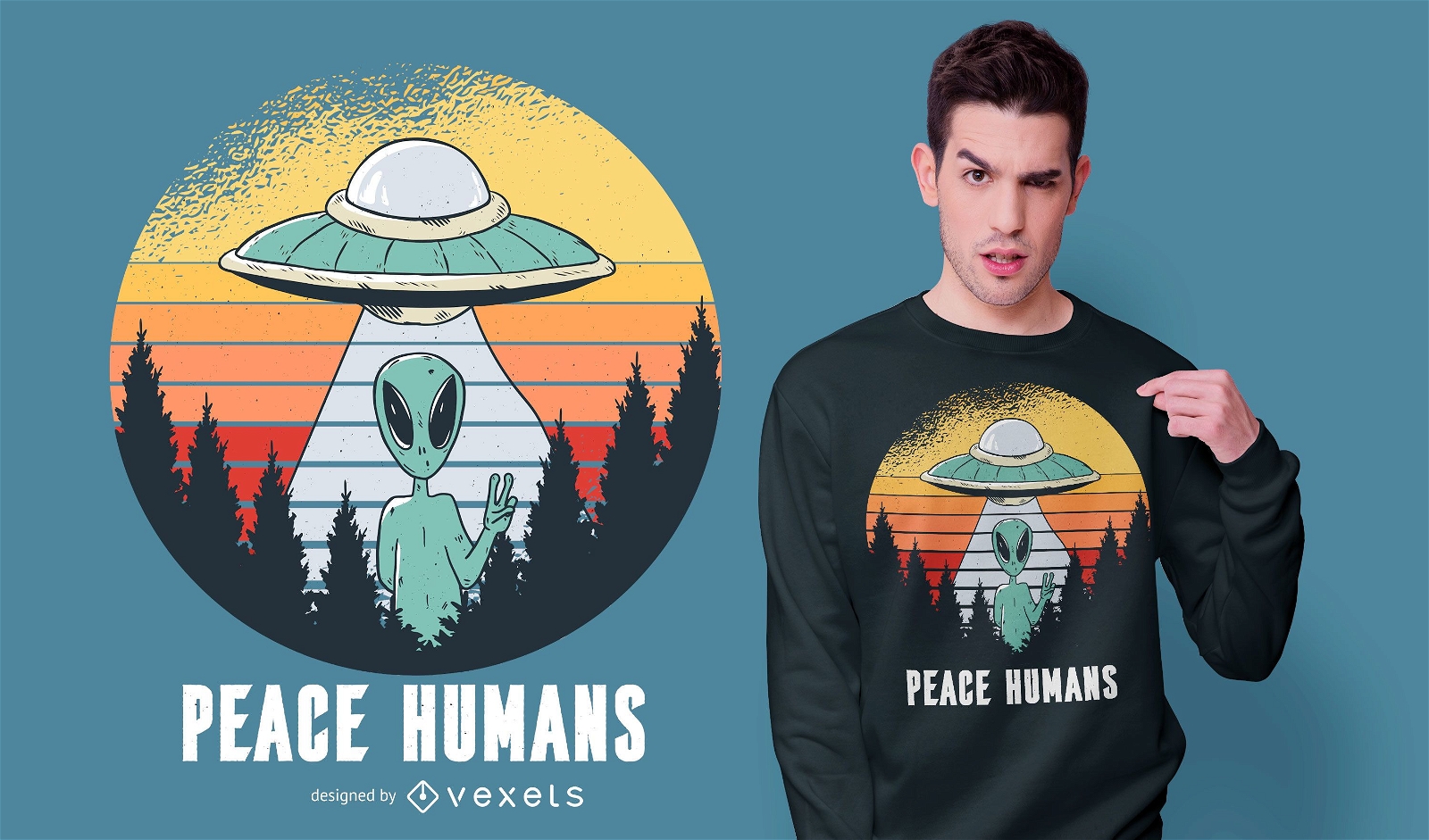 Alien peace t-shirt design
