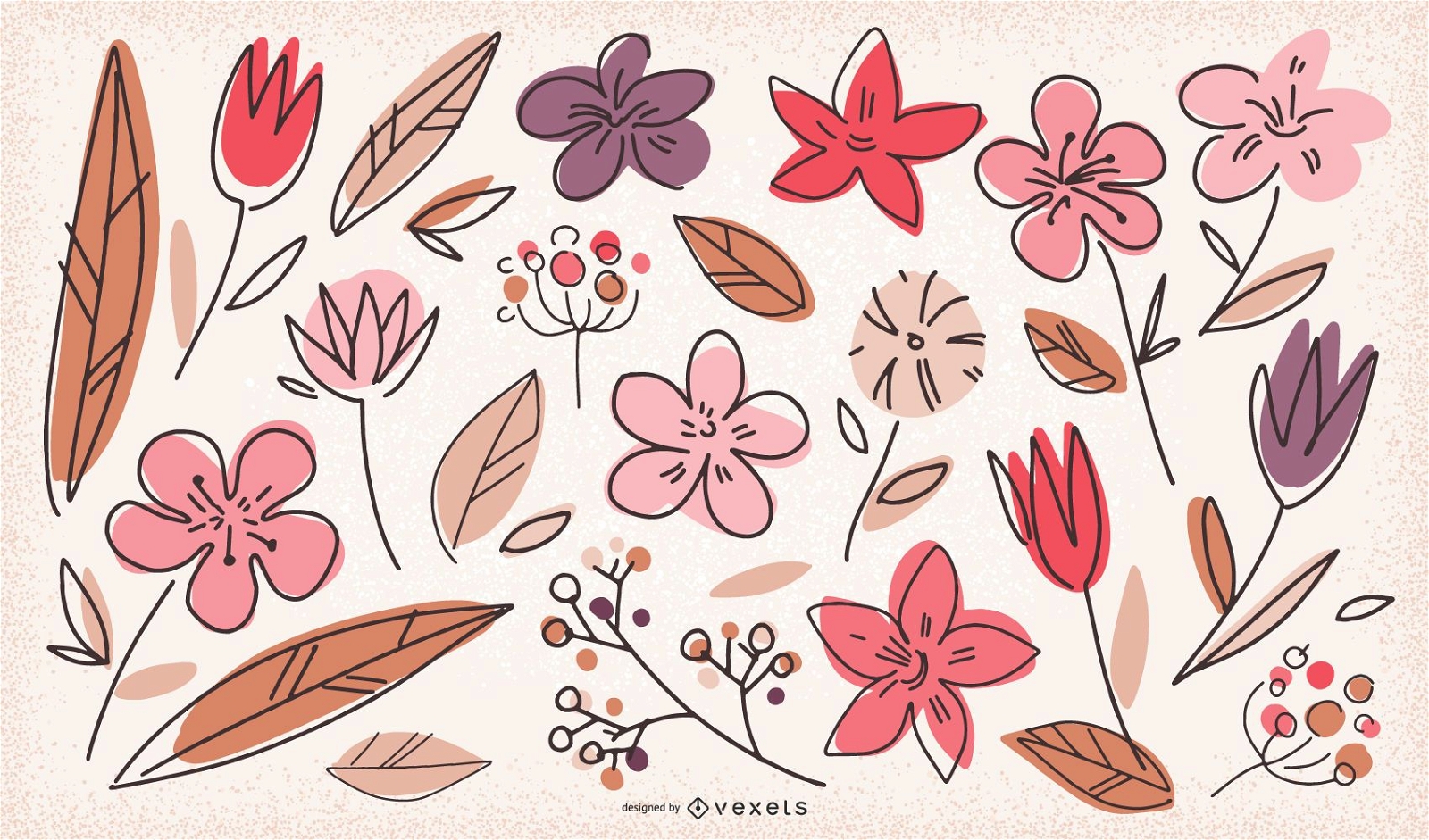 Coleção de flores doodle