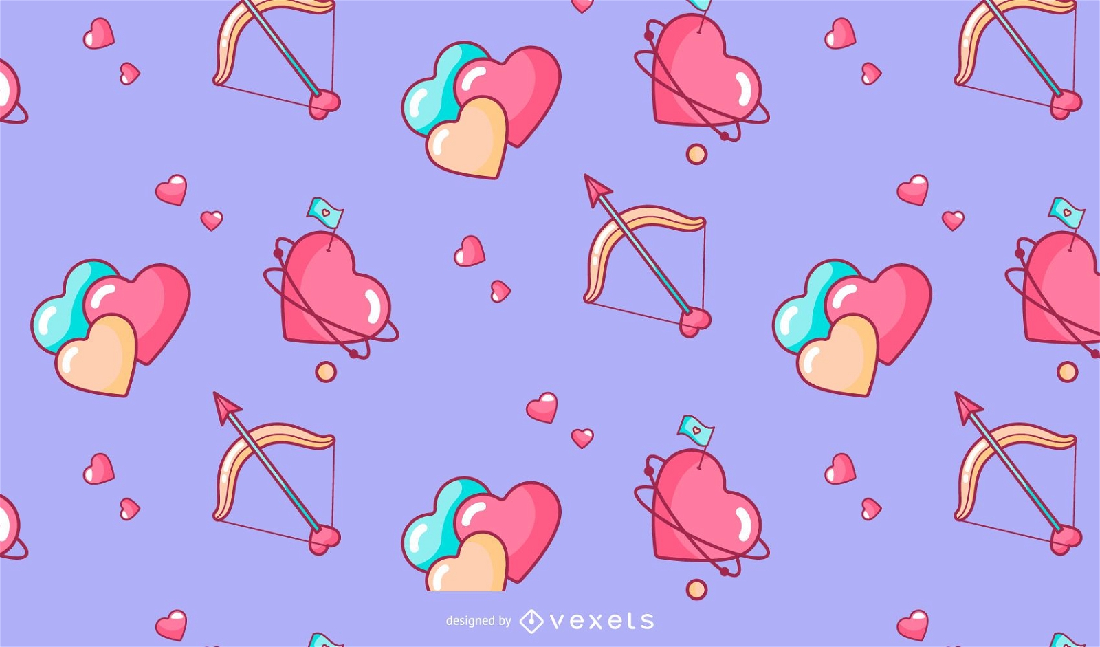 Diseño de patrón de arco de cupido de corazones de san valentín