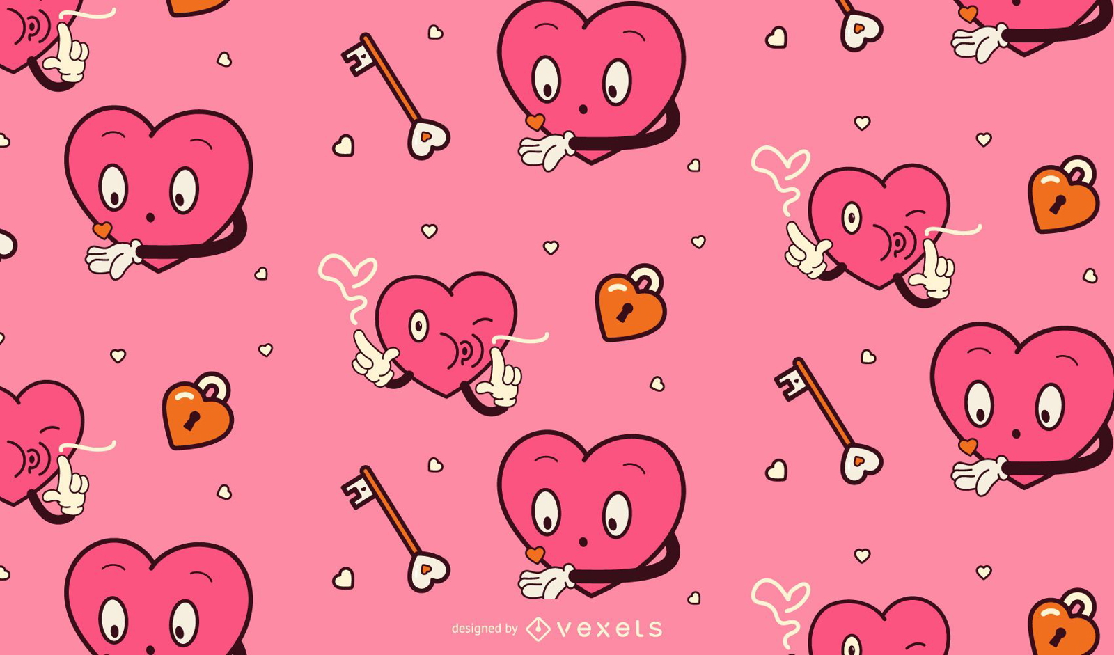 Valentine's day cartoon hearts pattern