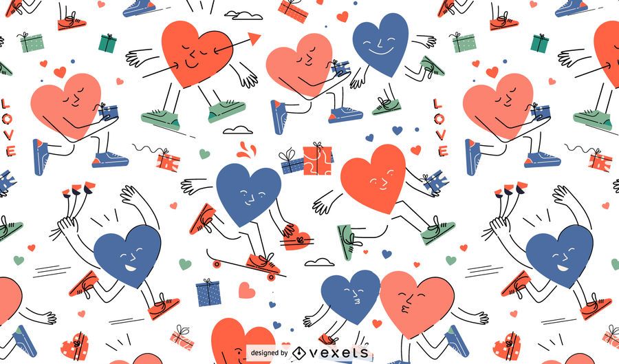 Valentine's heart characters pattern Valentine's heart characters pattern