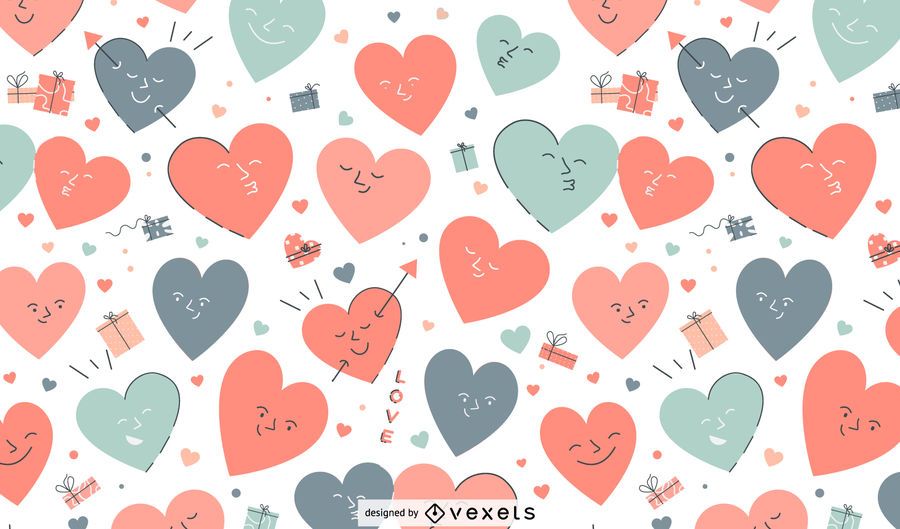 Valentine's day heart characters pattern Valentine's day heart characters pattern